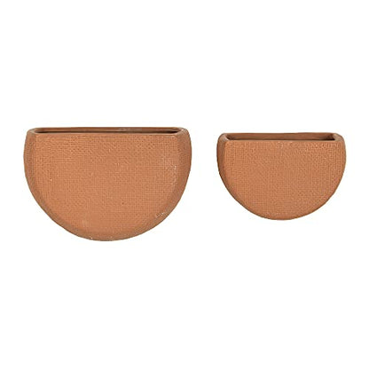 Main + Mesa Modern Boho Stoneware Wall Mount Planters, Terracotta, Set of 2 Sizes - size: 7.5" x 5" and 6" x 4"
