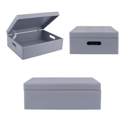 Creative Deco XL Gray Wooden Box Storage with Hinged Lid - color: Gray, size: XL | Handles