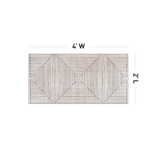 Rugshop Bohemian Stripes Marbella Non-Slip Washable Area Rug Beige 2' x 4' - color: Beige, size: 2' x 4' (Rectangular)