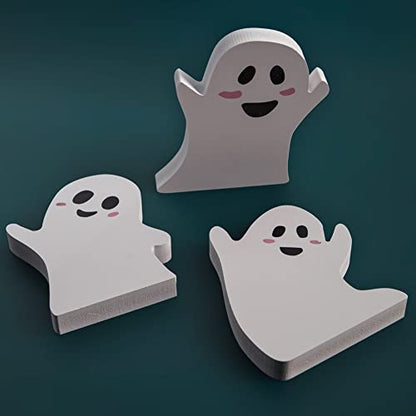 Jxueych Halloween Ghost Decor Rustic Wooden Sign Set of 3 Table Tiered Tray Decorations, Party Home Shelf Display - style: Rustic