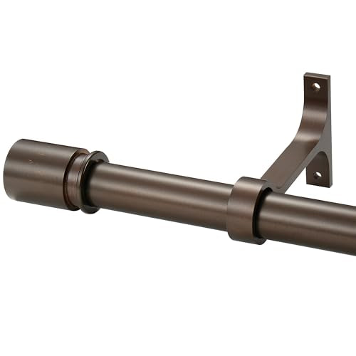 Curtain Rods for Windows 48 to 86 Inches - Aluminium Finials and Brackets - 1 Inch Decorative Window Rods - Adjustable Heavy Duty Curtain Rod - Wall & Ceiling Mounted - Dark Bronze Gold - color: Dark Bronze Gold, size: 48-86"