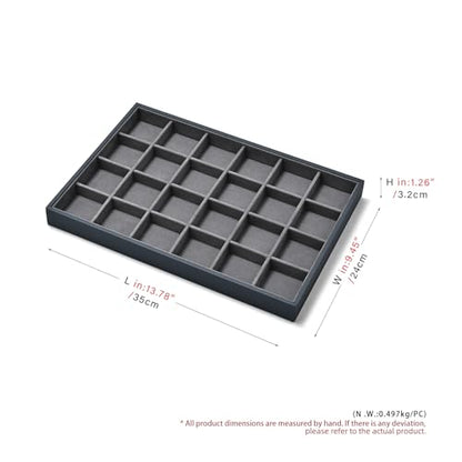 Grey Microfiber 24 Grid Jewelry Display Organizer Tray - size: 24 Grid