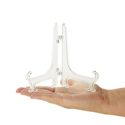Juvale Mini Clear Acrylic Easel Stands - 24-Pack, 5.3-Inch, Clear Plastic - Mini Easel Sign Stand & Greeting & Place Card Display - Tabletop Photo Holders & Plate Holders