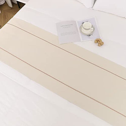 Bed Runner, Beige Bed Throws for Foot of Bed, 210 x 50 cm - color: Beige, size: Full/Queen