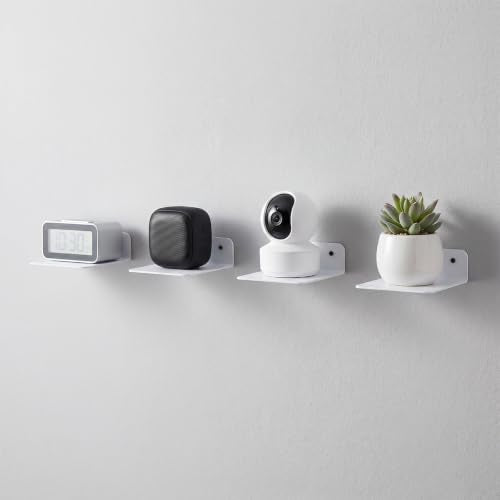 2Pack 5 Inch Small Floating Shelf for Wall, Small Piano White Floating Shelf for Bathroom, Bedroom, Living Room, Kitchen,Office Perfect for Echo, Cameras, Mini Decor, Funkos, Figurines