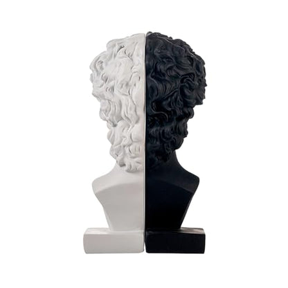 Lukitas David Decorative Bookends, Half-and-Half Book Ends, B&W‌ 9.5'' - color: David - Bk&wh
