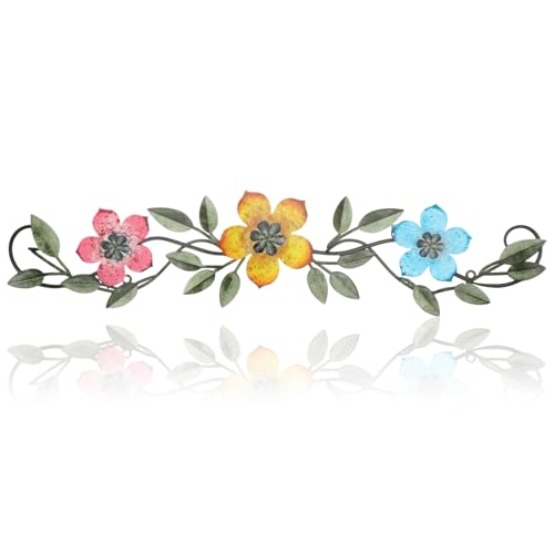 Wesiti Metal Flower Wall Art Decor Vintage Wrought Scroll, Bright Color - color: Bright Color