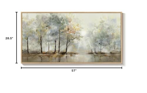 Large Framed Modern Nature Landscape Wall Art for Living Room, 60x30 Inch - color: Yellow and Brown