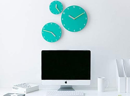 Stephanie Imports Modern Minimalist Teal & Yellow Wall Clock - color: Teal & Yellow