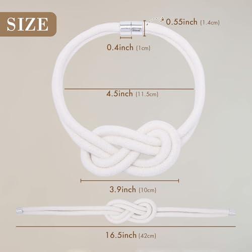NICEEC 2 Pack Natural Cotton Rope Curtain Tiebacks Elegant Boho Style Magnetic Drape Tie Backs Soft Hand-Woven Rope Curtain Holdbacks for Home & Office Drapery (Cotton knot-01) - color: Cotton Knot-01, size: 2 Pack