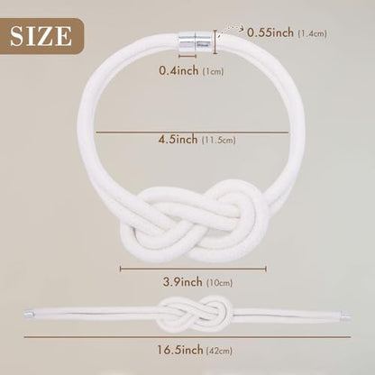 NICEEC 2 Pack Natural Cotton Rope Curtain Tiebacks Elegant Boho Style Magnetic Drape Tie Backs Soft Hand-Woven Rope Curtain Holdbacks for Home & Office Drapery (Cotton knot-01) - color: Cotton Knot-01, size: 2 Pack