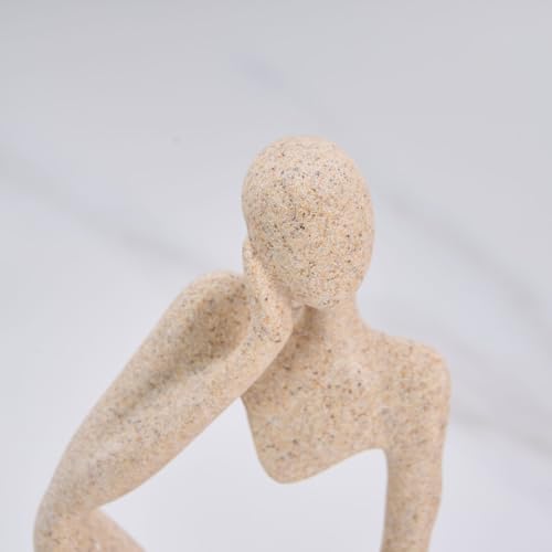 Modern Abstract Sculpture for Table Decor - Decorative Thinker Statue with Sandstone