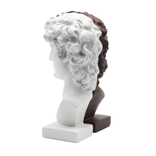 Lukitas David Bookends Heavy Duty, Half-and-Half Book Ends, BN/WH 9.5'' - color: David - Bn&wh