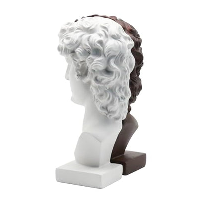 Lukitas David Bookends Heavy Duty, Half-and-Half Book Ends, BN/WH 9.5'' - color: David - Bn&wh
