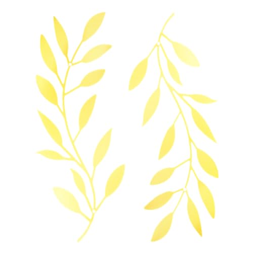 Deanvzes 2 Pieces Metal Tree Leaf Wall Sculptures Ornament Vine Olive Branch Leaf Wall Art Wrought Iron for Living Room Bar Hanging Ornaments (Bright gold) - color: Bright gold