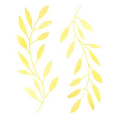 Deanvzes 2 Pieces Metal Tree Leaf Wall Sculptures Ornament Vine Olive Branch Leaf Wall Art Wrought Iron for Living Room Bar Hanging Ornaments (Bright gold) - color: Bright gold