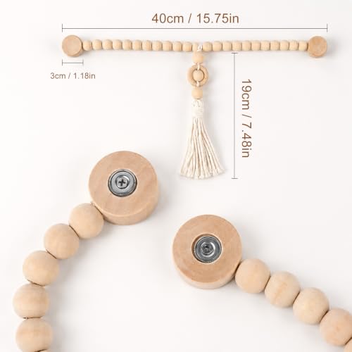 Magnetic Wood Bead Curtain Tiebacks Boho Farmhouse