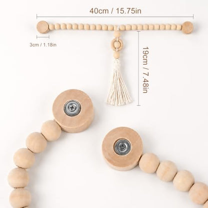 Magnetic Wood Bead Curtain Tiebacks Boho Farmhouse