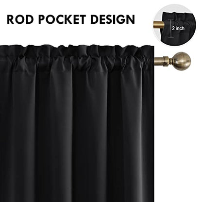 DWCN Blackout Curtains for Bedroom Living Room 52 x 95 Inch Long Black - color: Black, size: 52"W x 95"L (Pack of 2)