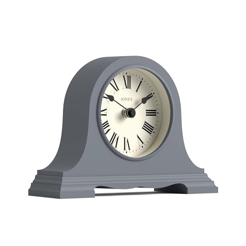 JONES CLOCKS® Speakeasy Small Mantel Clock | Classic Napoleon’s hat Design | French Navy | Roman Numerals | Traditional Style for Desk, Table, Shelf or Bedside - color: French Navy