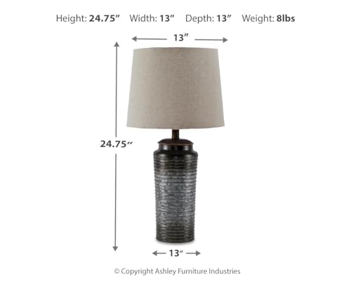 Signature Design by Ashley Norbert Living Room Table Lamp Set of 2, Gray - color: Gray