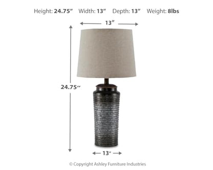 Signature Design by Ashley Norbert Living Room Table Lamp Set of 2, Gray - color: Gray
