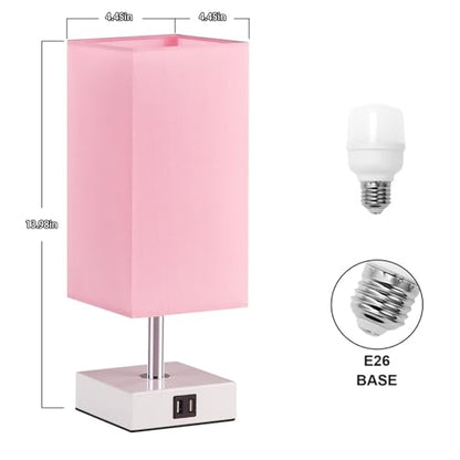 Pink Touch Table Lamp for Bedroom - Dimmable, USB C+A, Girls Bedside Lamp - color: A：pink