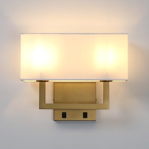 Yosoan Indoor Brass Fabric Bedside Vintage Wall Sconce with On Off Switch - color: Antique, size: 1-Pack