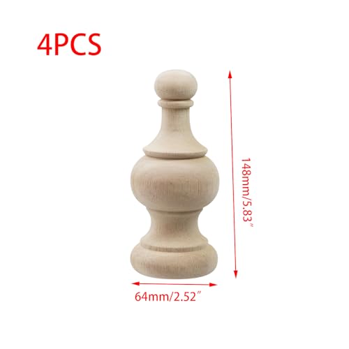 MY MIRONEY 4PCS Unfinished Wood Finials Decorative, Type-A - style: Type-A
