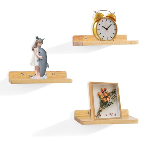 Small Floating Shelves for Wall,5x8.5 Inch,Natural Wood,Set of 3 - color: Wood Color