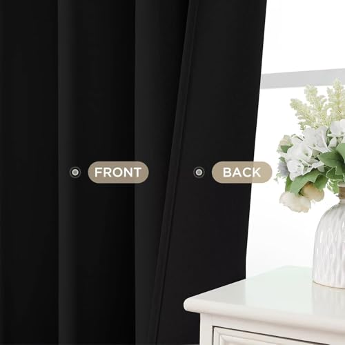 Joydeco Blackout Curtains 108 Inches Long, Thermal Insulated Black Out Curtains 2 Panels Set, Room Darkening Drapes for Living Room Window Rod Pocket Back Tab (W37 x L108 Inch, Black) - color: Black, size: 37"W x 108"L (Pack of 2)