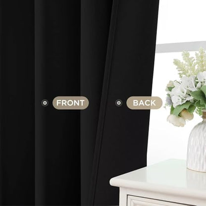 Joydeco Blackout Curtains 108 Inches Long, Thermal Insulated Black Out Curtains 2 Panels Set, Room Darkening Drapes for Living Room Window Rod Pocket Back Tab (W37 x L108 Inch, Black) - color: Black, size: 37"W x 108"L (Pack of 2)