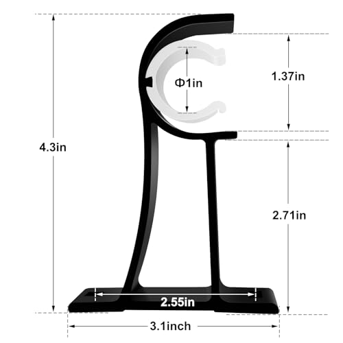 KOLAKO 8 Pack Curtain Rod Bracket, 1 Inch Heavy Duty Holder Black Drapery Single Hooks for Wall - color: Black, size: Set of 8