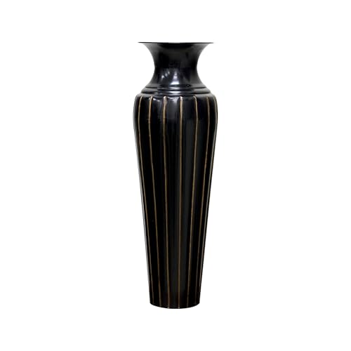Hosley Tall Metal Floor Vase 26 Inch High, Ideal Gift for Floral Arrangements Modern Home Decor for Dining Room, Livingroom, Bedroom, Hallway Corner, Wedding Party, Spa - color: Black