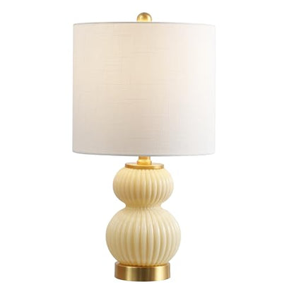 JONATHAN Y Daphne Ribbed Gourd Metal/Glass Table Lamp 20", Ivory - color: Ivory