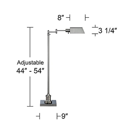 Jenson Brushed Nickel Adjustable Swing Arm Pharmacy 54" Tall Floor Lamp - color: Silver Brushed Nickel