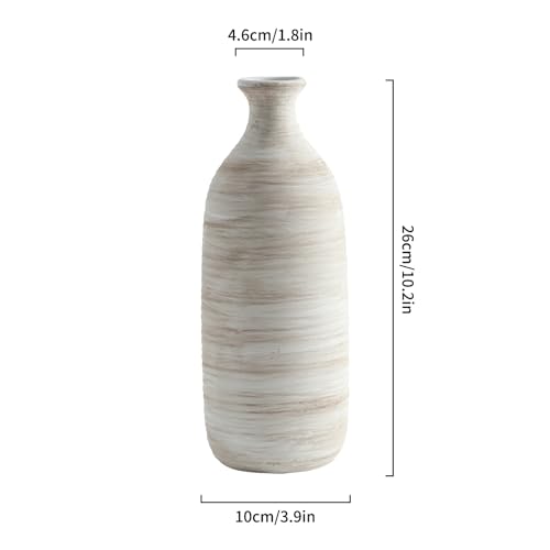 ALMA 10" Small White Ceramic Vase, Boho Flower Vases for Pampas Grass - color: Narrow Neck-white-10"