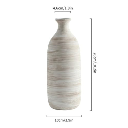 ALMA 10" Small White Ceramic Vase, Boho Flower Vases for Pampas Grass - color: Narrow Neck-white-10"
