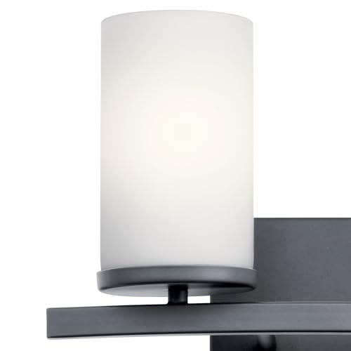 Kichler Crosby 2-Light Bathroom Vanity Light, Black - color: Black, size: 2 Light, style: Satin Etched Cased Opal Glass