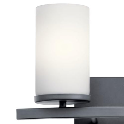 Kichler Crosby 2-Light Bathroom Vanity Light, Black - color: Black, size: 2 Light, style: Satin Etched Cased Opal Glass