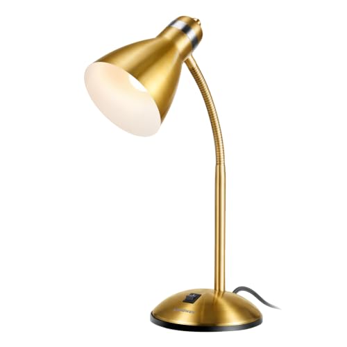 LEPOWER Metal Desk Lamp, Adjustable GooseNeck Reading Light for Bedroom - color: Gold