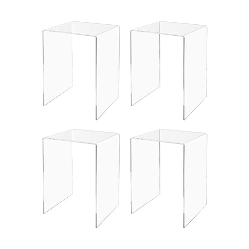 Marketing Holders 4 Pack Clear Acrylic Riser Stand 8" x 8" x 12" Display Organize Retail Countertops Merchandise Showcase Fixture One Piece Stand Counter or Tabletop Platform - size: 8"W x 8"D x 12"H