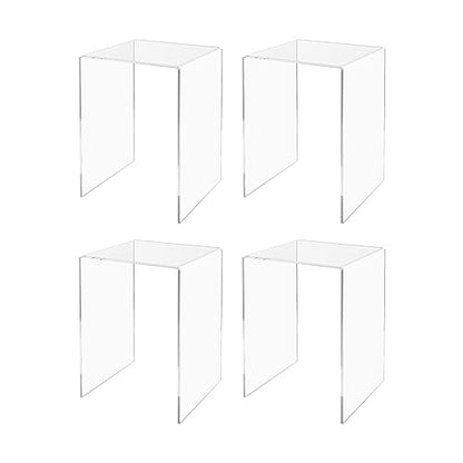 Marketing Holders 4 Pack Clear Acrylic Riser Stand 8" x 8" x 12" Display Organize Retail Countertops Merchandise Showcase Fixture One Piece Stand Counter or Tabletop Platform - size: 8"W x 8"D x 12"H
