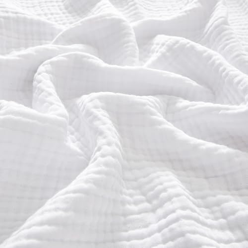 PHF 100% Cotton Muslin Blanket for Adults, Throw XL 50"x70", White - color: 01 - White, size: Throw XL(50"x70")
