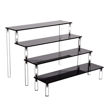 Acrylic Stands for Display,4 Tier Black Cupcakes Perfumes Figurines Display Stand Risers Shelf for Decoration and Organizer - size: 4 tier