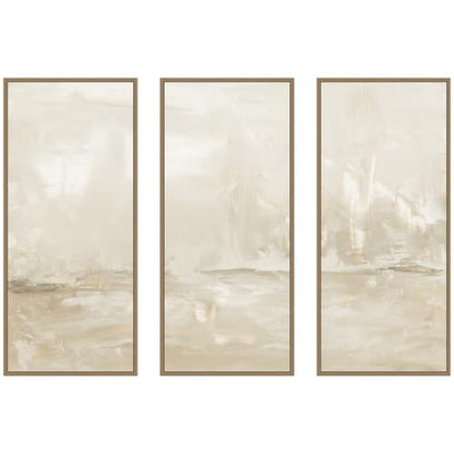 Kate and Laurel Dawning Abstract Panel 3 Piece Framed Canvas Wall Art Set by Naomi Hink NLS Design, Sylvie Dark Gold Modern Contemporary, Abstract Art for Wall Decor