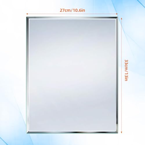 Calenzana Frameless Mirror Wall Hanging and Desk Standing, Compatible with Makeup Vanity Mirrors,10.6x13 inch