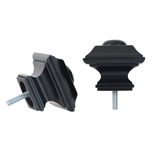Ivilon Square Finials for Curtain Rods of 1 and 1-1/8 Inch Diameter Color Black - color: Black