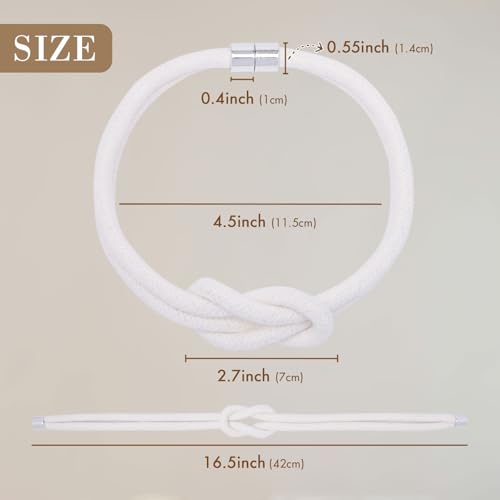 NICEEC 2 Pack Natural Cotton Rope Curtain Tiebacks Elegant Boho Style Magnetic Drape Tie Backs Soft Hand-Woven Rope Curtain Holdbacks for Home & Office Drapery (Cotton knot-02) - color: Cotton Knot-02, size: 2 Pack
