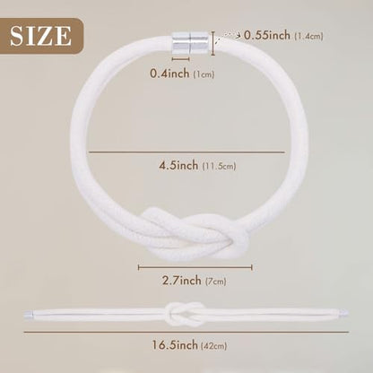 NICEEC 2 Pack Natural Cotton Rope Curtain Tiebacks Elegant Boho Style Magnetic Drape Tie Backs Soft Hand-Woven Rope Curtain Holdbacks for Home & Office Drapery (Cotton knot-02) - color: Cotton Knot-02, size: 2 Pack